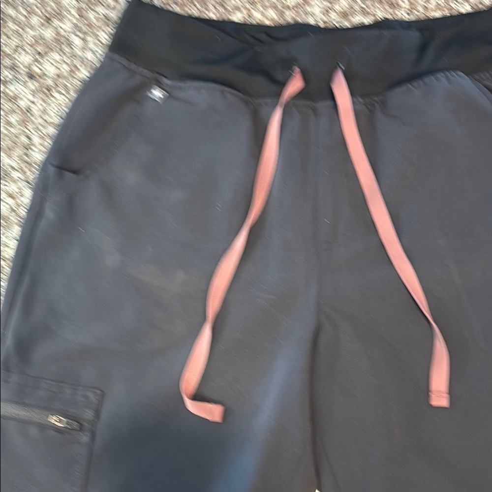 Black Jogger Pants with Pink Drawstrings